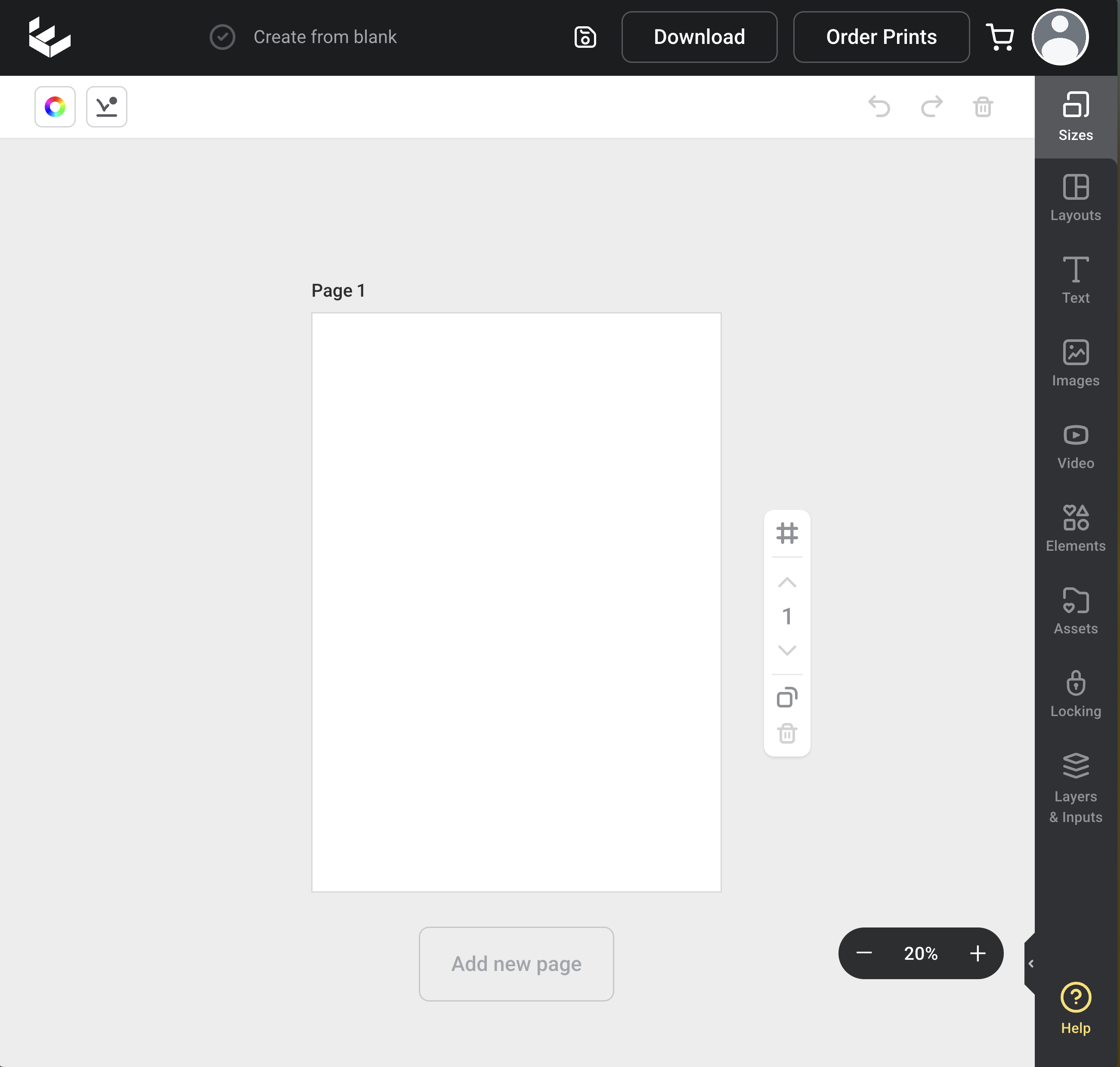 The Add new page button below a page in the Easil desktop editor