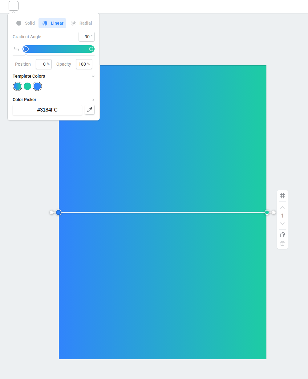 Linear gradient controls and on-canvas handles